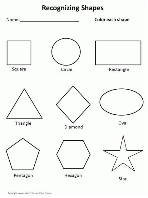 printable shapes  preschoolers coloring home