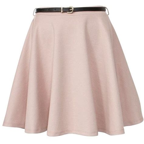 Stone Belted Skater Skirt 20 Found On Polyvore Pink