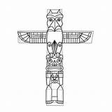 Totem Pole Poles Coloring Drawing Native Easy American Carved Drawings Pages Totems Template Color Sketch Netart Animal Coloringsun Printable Craft sketch template