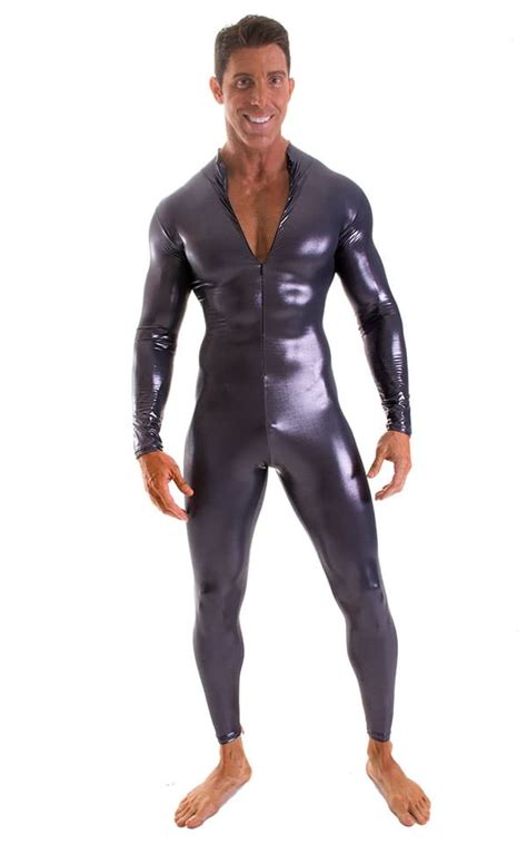 full bodysuit zentai lycra spandex suit  men  black ice