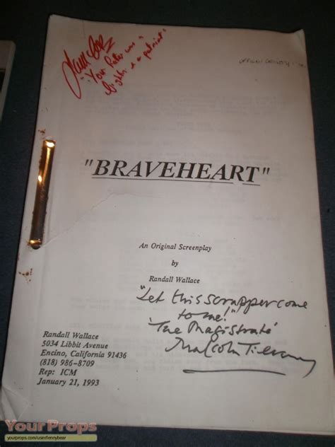 braveheart original signed script original prod material