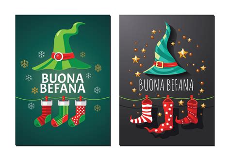 greeting card  befana italian christmas tradition  vector art