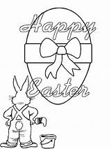 Easter Coloring Pages Happy Bunny Colouring Egg Kids Eggs Paint Color Sheets Children Cliparts Clipart Sheet Hatching Clip Card Religious sketch template