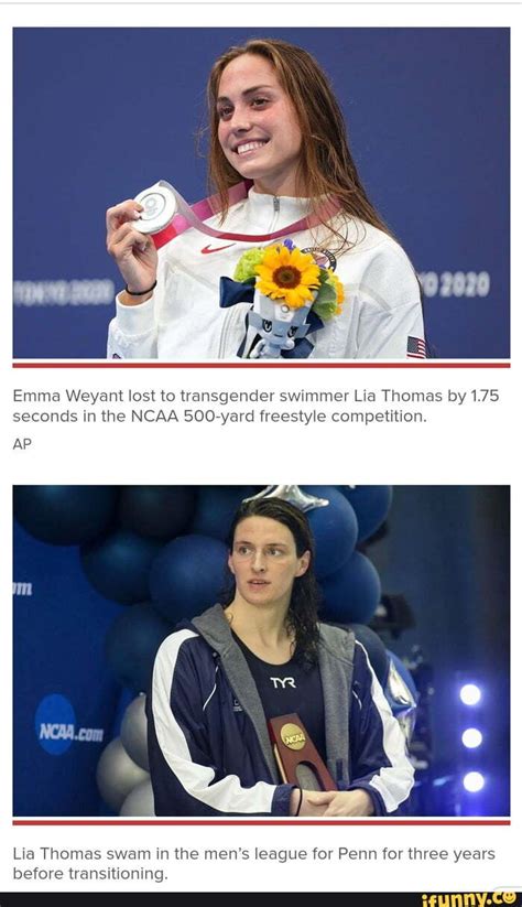 emma weyant lost to transgender swimmer lia thomas by 1 75 seconds in