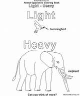 Heavy Light Coloring Book Opposites Animal Printable Learning Crafts Enchantedlearning Enchanted Search Lightheavy Books sketch template