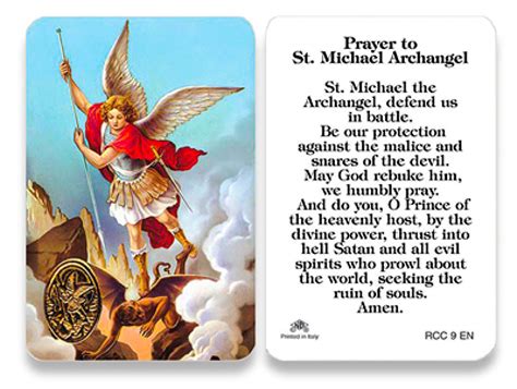buy st michael  archangel prayer card rcc