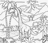 Dinosaur Jurassic Volcano Prehistoric sketch template