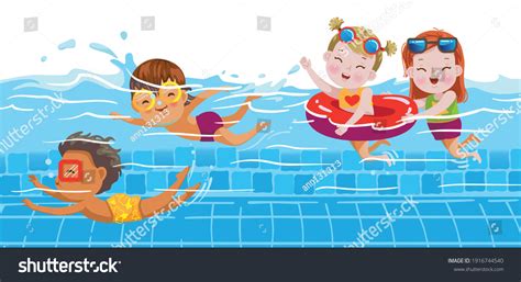 kids swimming cartoon images stock  vectors shutterstock