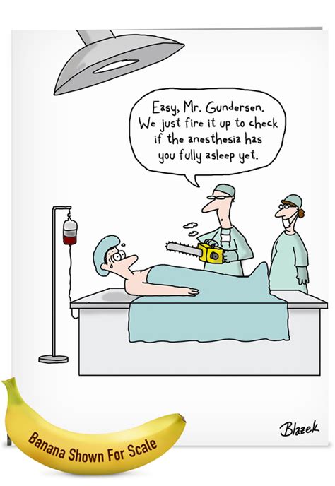 Chainsaw Anesthesia Cartoons Get Well Greeting Card
