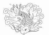 Fish Coloring Koi Pages Printable Detailed Color Drawing Japanese Metal Outline Adults Heavy Print Tattoo Kids Coloring4free Rush Gold Seafood sketch template