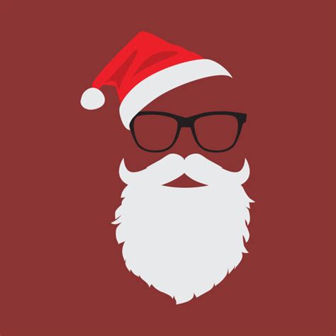 Hipster Santa Face With Hat Beard And Glasses Christmas