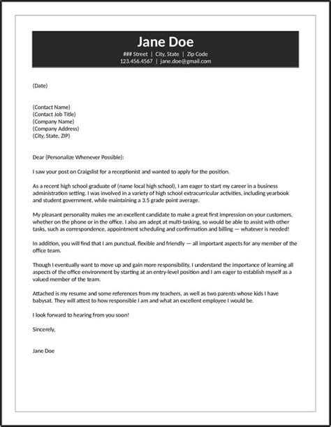 sample cover letter  hotel receptionist  experience letter