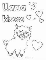 Llama Valentine Llamas Ridiculously Kisses sketch template