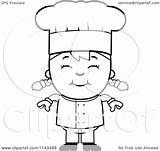 Chef Girl Cartoon Coloring Smiling Happy Clipart Cory Thoman Outlined Vector Collc0121 Royalty sketch template