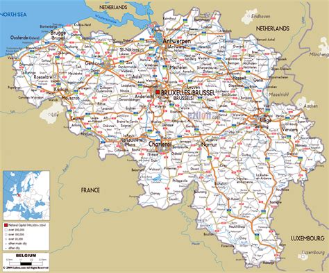 large road map  belgium  cities  airports belgium europe mapsland maps   world