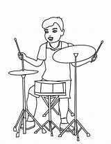 Drum Coloring Pages Boy Drummer Simple Facing Set Playing Play Kids Drums Boys Face sketch template