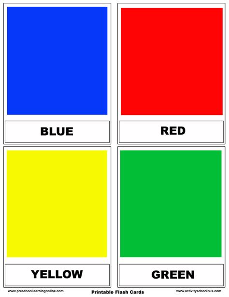color cards printable