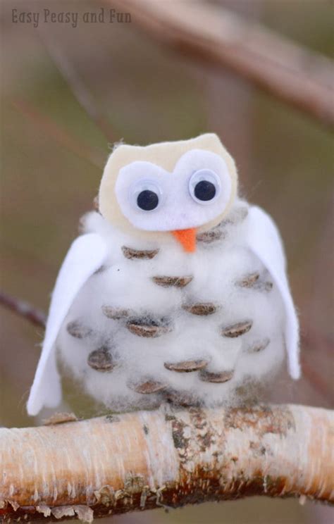 pinecone winter owls craft easy peasy  fun
