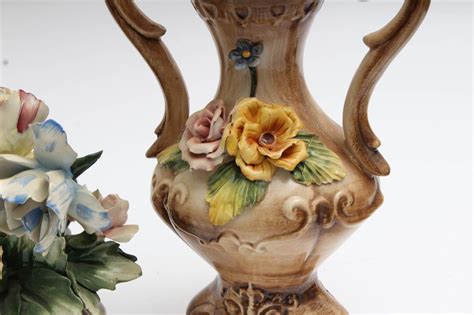 capodimonte porcelain vase  flower arrangement ebth