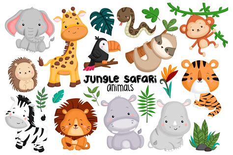 jungle animal clipart cute animal graphic  inkley studio creative