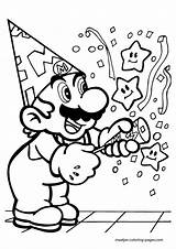 Mario Super Coloring Birthday Pages Getcoloringpages Bros sketch template