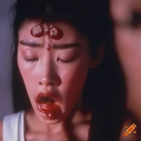 asian woman fighter in 80s kungfu movie scene with bruised face on craiyon