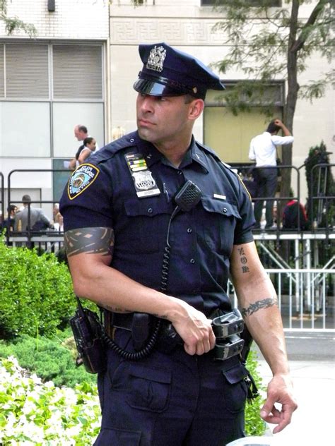 real sexy masculine policeman uniform hunk working  duty badge