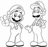 Mario Coloring Pages Brothers Bros Print Luigi sketch template
