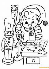 Christmas Elf Toys Making Coloring Pages Printable Holidays sketch template