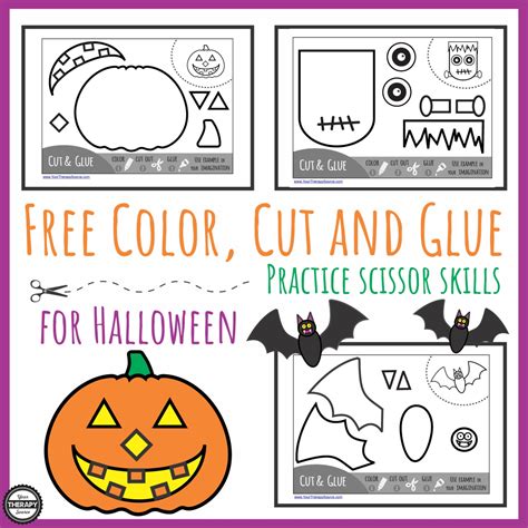 color cut glue halloween practice scissor skills  therapy source