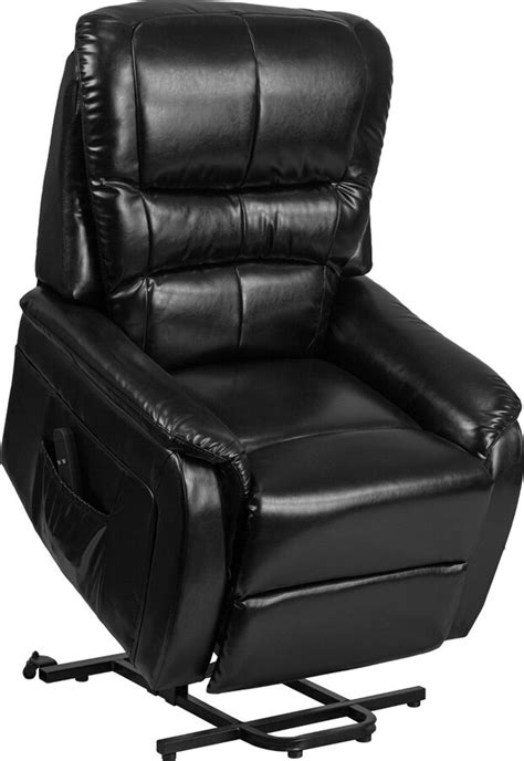 emma and oliver black leathersoft remote powered lift recliner for