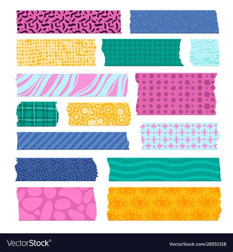 scrapbook tape color patterned borders royalty  vector