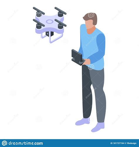 video drone cameraman icon isometric style stock vector illustration  person landscape