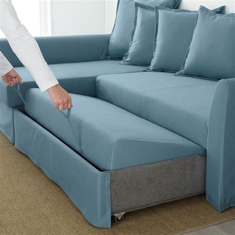 holmsund graesbo light blue corner sofa bed ikea