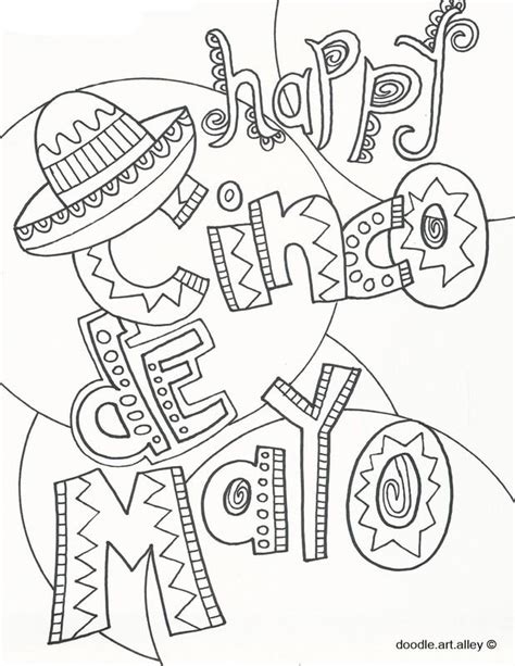cinco de mayo coloring pages  doodle art alley print  enjoy