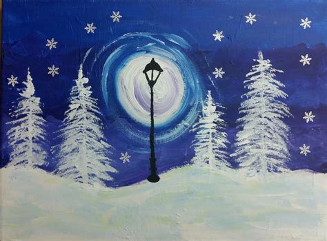 snowy landscape painting suitable  kids   hr step  step
