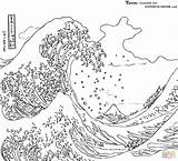 Coloring Wave Hokusai Great Pages Kanagawa Off Board Printable Famous Choose Coloriage sketch template