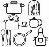 Utensils Kitchen Cooking Coloring Drawing Pages Utensil Pot Girls Clipartmag sketch template