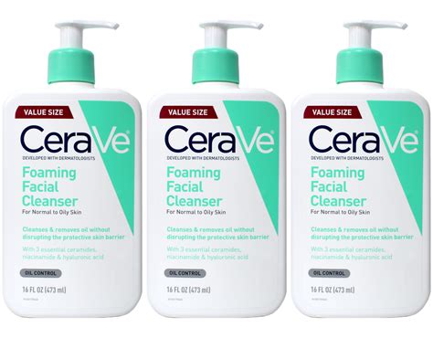 pack   cerave foaming facial cleanser  normal  oily skin  fl