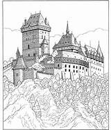 Kasteel Erwachsene Burgen Festungen Ritterburg Skizzen Dover Ausmalen Volwassenen S39 Doverpublications sketch template