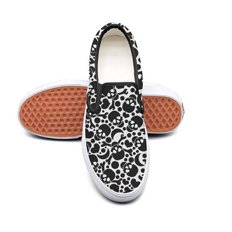 black skull love slip on rubber sole sneakers canvas shoes
