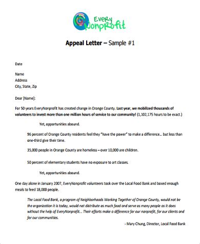 sample appeal letters format  ms word