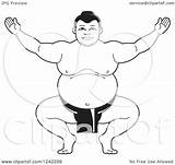 Wrestler Sumo Crouching Holding Illustration His Arms Royalty Clipart Vector Lal Perera sketch template