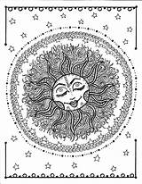 Mandala Coloring Sun Zen Pages Digital Amazon Mandalas Relax Moon Celestial Stars Adult Instant Color Afkomstig Van sketch template
