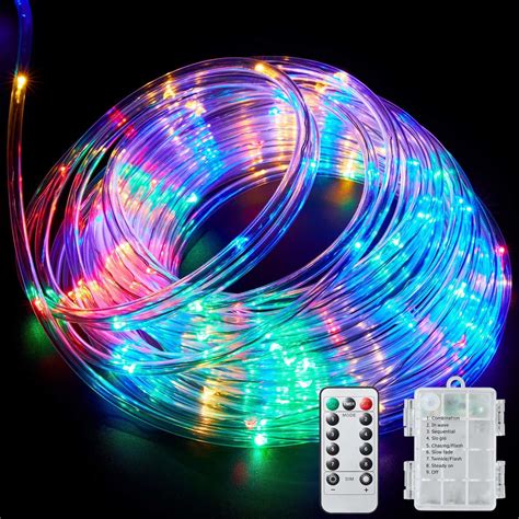 led rope lights outdoor string lights battery powered  remote control  meters