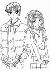 Anime Coloring Pages Boy Girl Print Printable Boys Couple Guy Colouring Kids People Color Cool Cute Sheets Girls Adult Characters sketch template