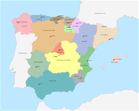 topografie spanje regios en hoofdsteden wwwtopomanianet