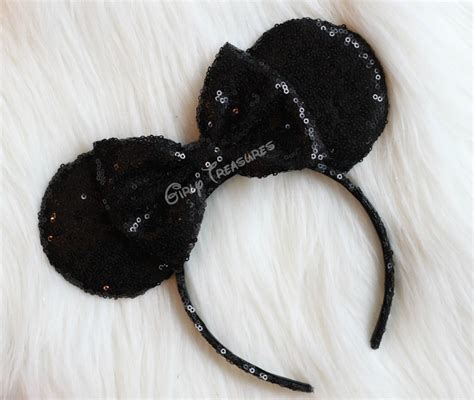 black mouse ears headband   sequin mouse ears girl