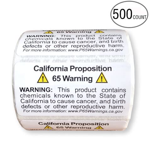 prop  california warning labels  count roll     size