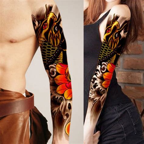 Full Arm Flower Tattoo Sticker Waterproof Temporary Tattoo Sleeve Men